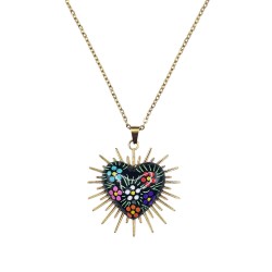 Flowery Sacred Heart Necklace