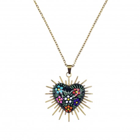 Flowery Sacred Heart Necklace