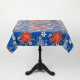 Table bistrot avec nappe en toile cirée mexicaine carrée, modèle Hibisco Bleu - Casa Frida