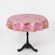 Round vintage pink oilcloth tablecloth, Rosedal model. Ideal for a bistro table - Casa Frida