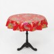 Mantel redondo vintage de hule rojo, modelo Rosedal. Ideal para mesa de bistró - Casa Frida