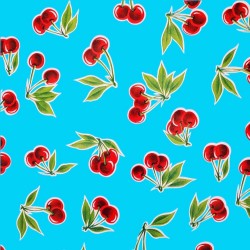 Blue Cerezas Oilcloth