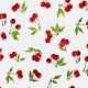 White Cerezas Oilcloth: Retro Cherry Tablecloth - Casa Frida