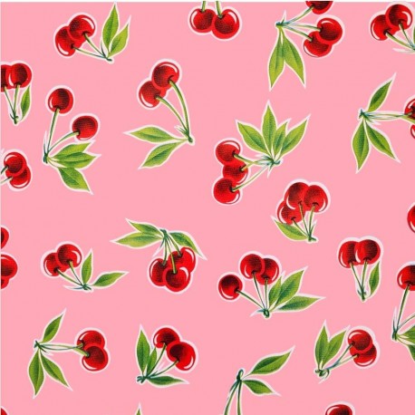 Pink Cerezas Oilcloth