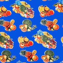 Blue Carambola Oilcloth: Exotic Fruit Tablecloth - Casa Frida