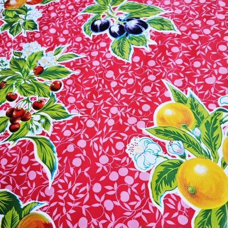 Mexikanisches Wachstuch Manzanitas Rot: bunte Tischdecke mit kleinen Äpfeln - Casa Frida
