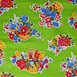 Mexicaans tafelzeil Canastas Groen: tafelkleed met bloemenmand motief - Casa Frida