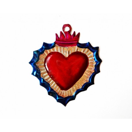 Sagrado corazón pequeño con aureola Azul