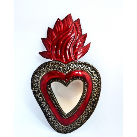 Sacred heart with mirror Large flame